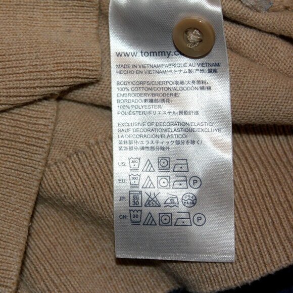 Tommy Hilfiger Sailboats Embroidered Cardigan Womens Small Beige Coastal Minimal - Picture 8 of 8
